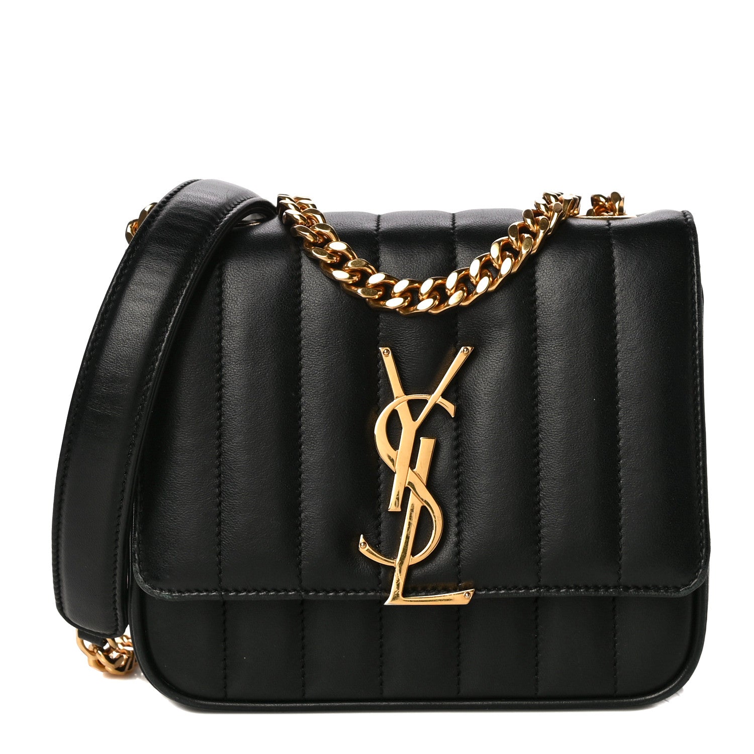 Saint Laurent Lambskin Matelasse Monogram Small Vicky Chain Bag Black 1 of 17