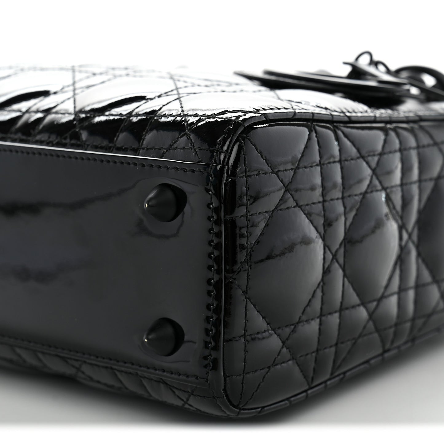 Matte Patent Cannage Small Lady Dior Black