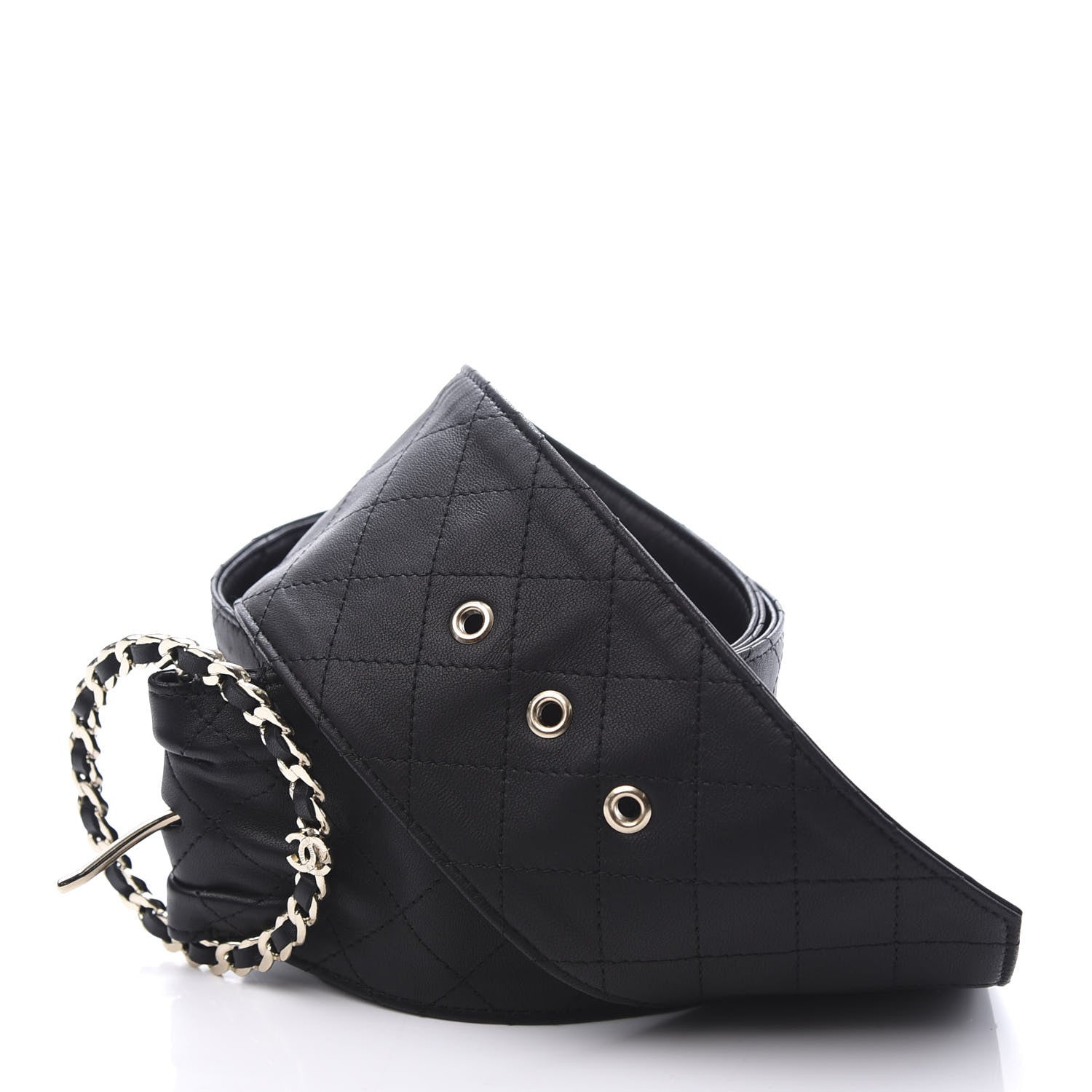 Chanel Lambskin Stitched Chain Belt 80 34 Black 3 of 7