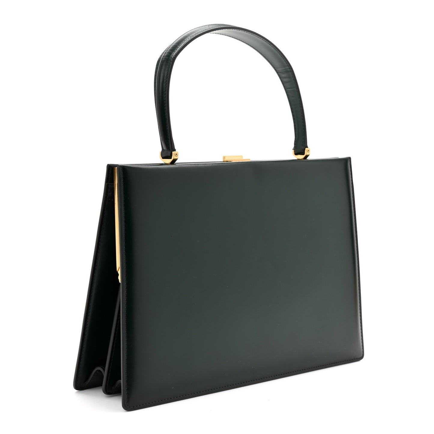 Patina Box Calfskin Medium Clasp Bag Dark Green