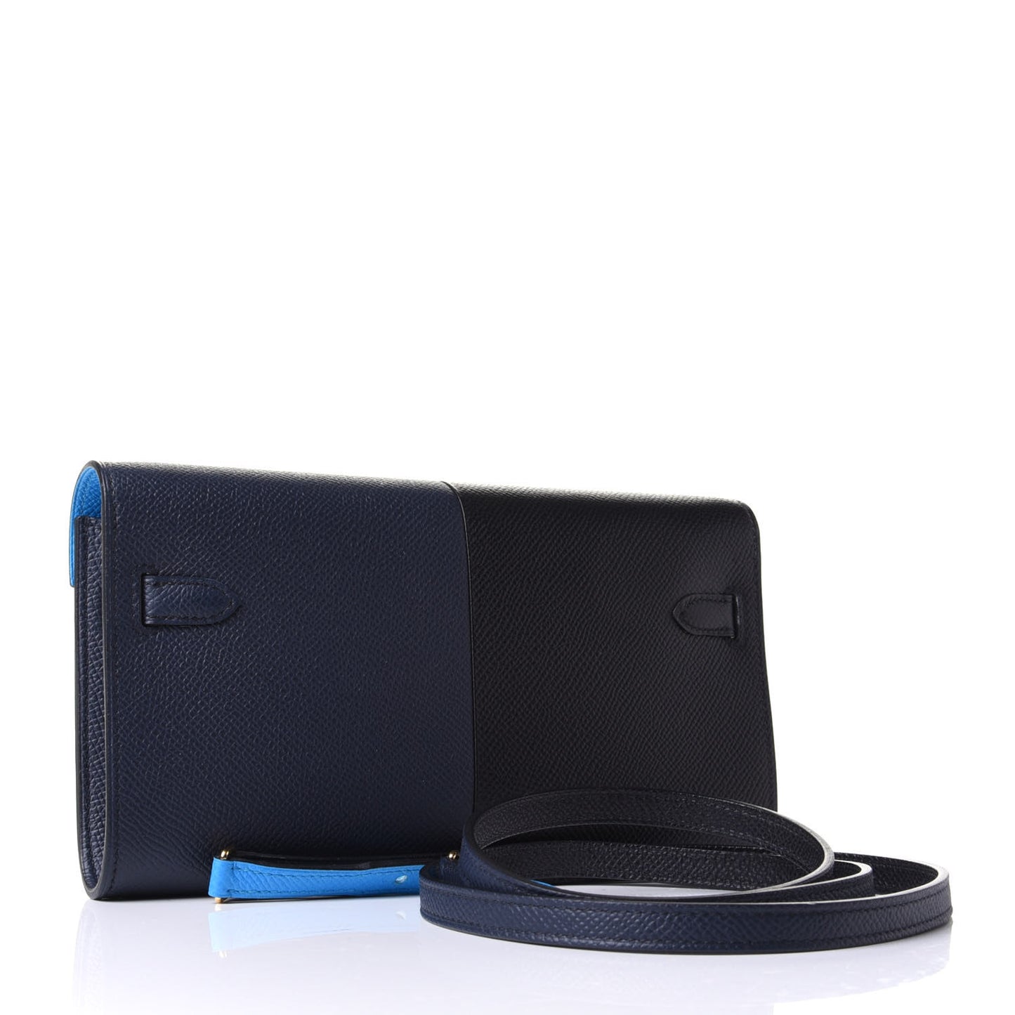 Epsom Casaque Kelly Wallet To Go Black Bleu Indigo Bleu Frida