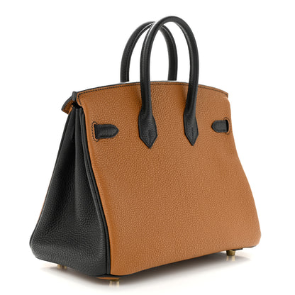 Hermes Togo Horseshoe Birkin 25 Gold Black 4 of 11