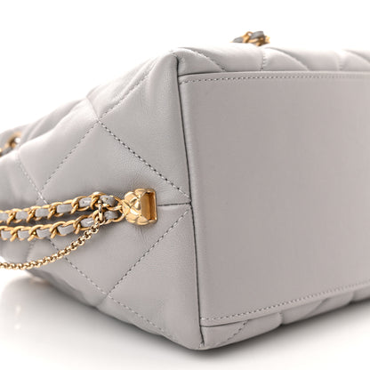 Chanel Lambskin Quilted Crush on Chains Drawstring Bucket Bag Hobo Grey 9 of 12