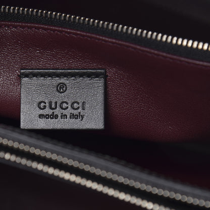 Gucci Smooth Calfskin Diagonal Striped Medium Zumi Top Handle Bag Black Beige 6 of 12