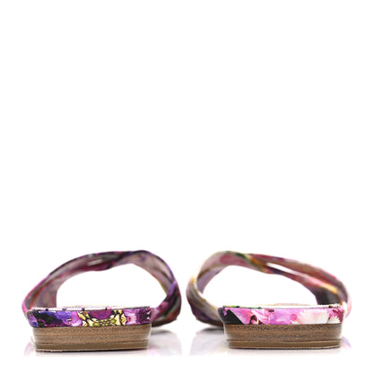 Christian Louboutin Crepe Satin Celebration Print Nicol Is Back Flat Sandals 39  Multicolor 6 of 10