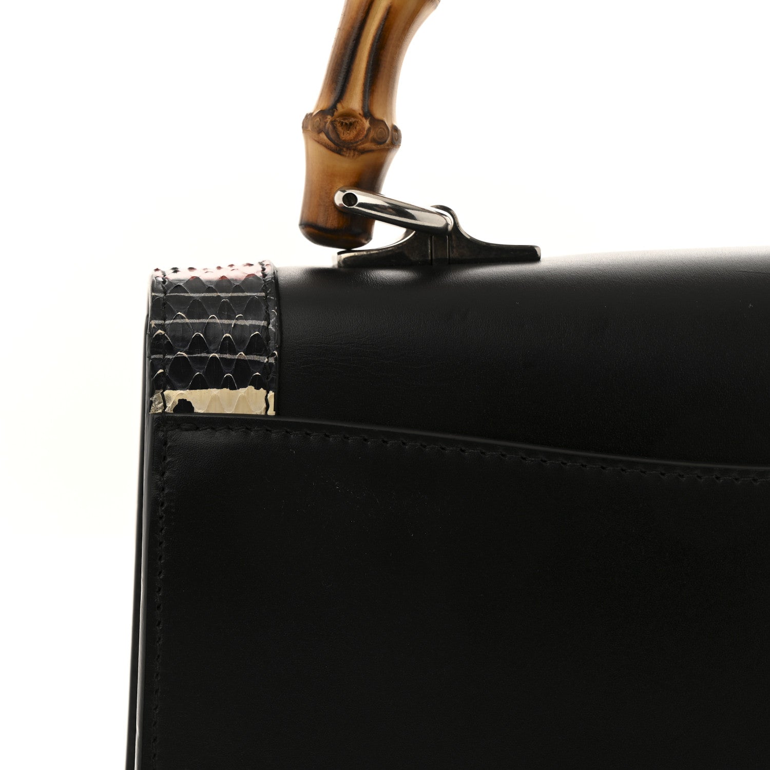 Gucci Calfskin Snakeskin Small Lilith Top Handle Bag Black 12 of 12