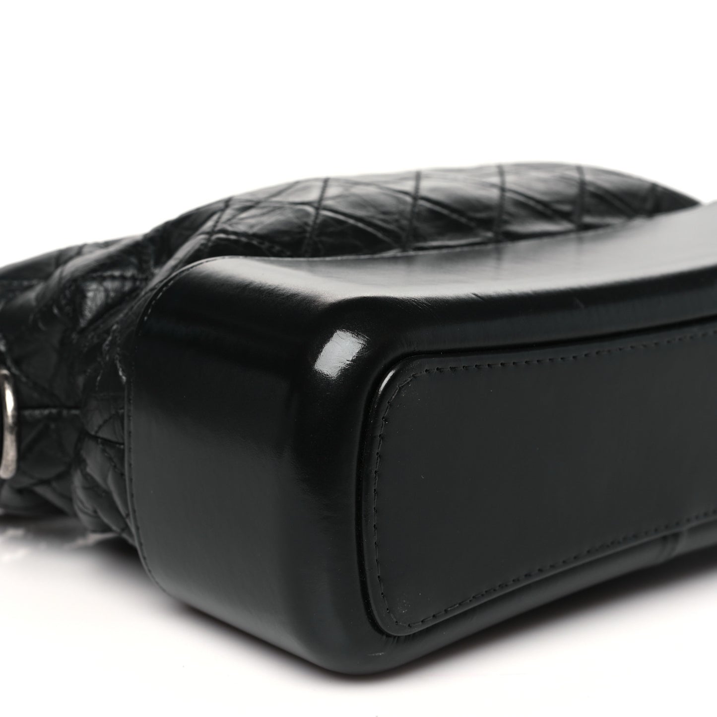Aged Calfskin Quilted Medium Gabrielle Logo Hobo Black