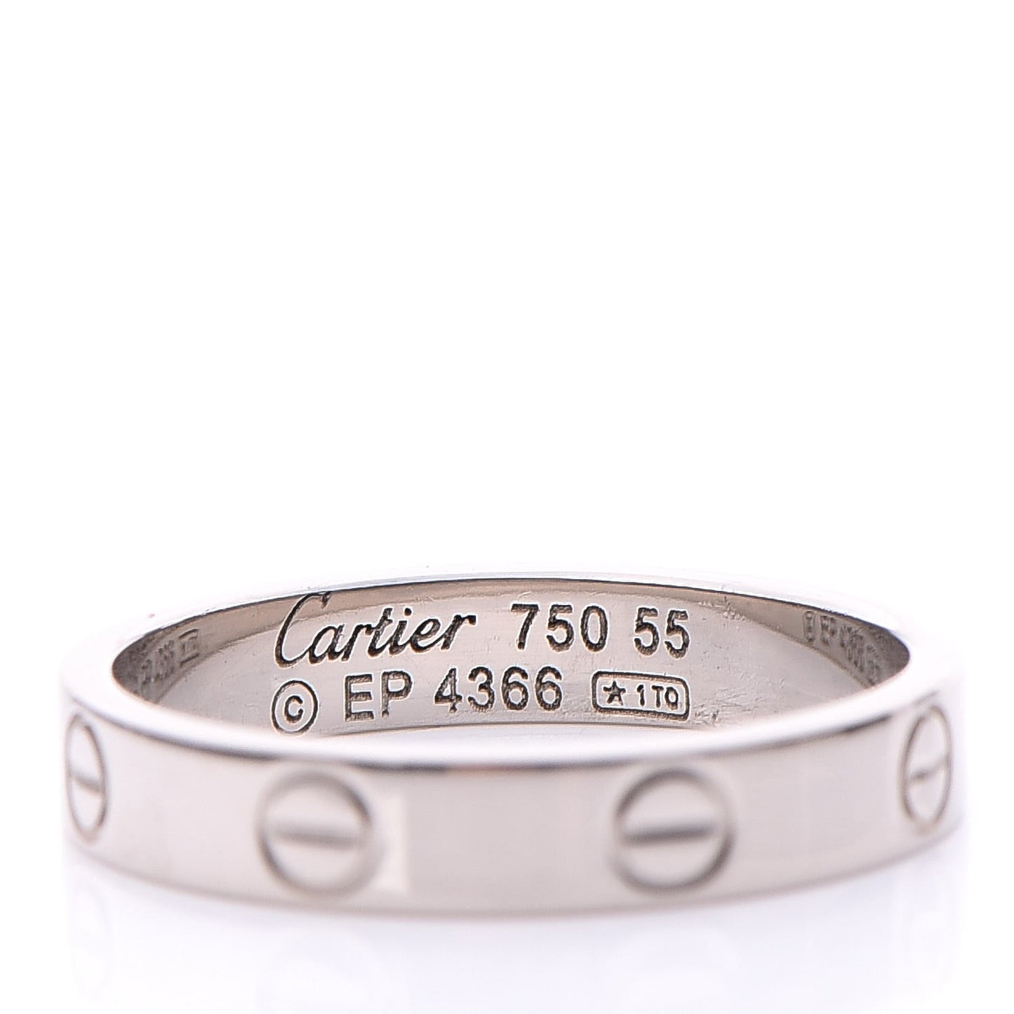18K White Gold 3.5mm LOVE Wedding Band Ring 55 7.25