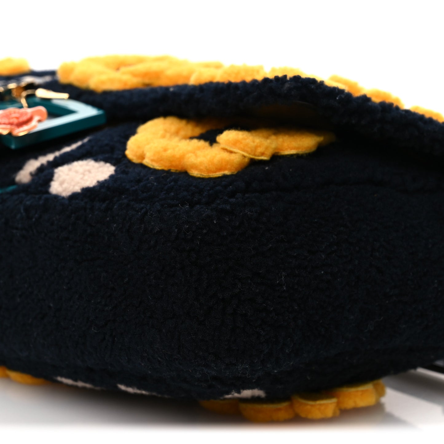 Shearling Vitello Dolce Flowers Large Baguette Blue Multicolor