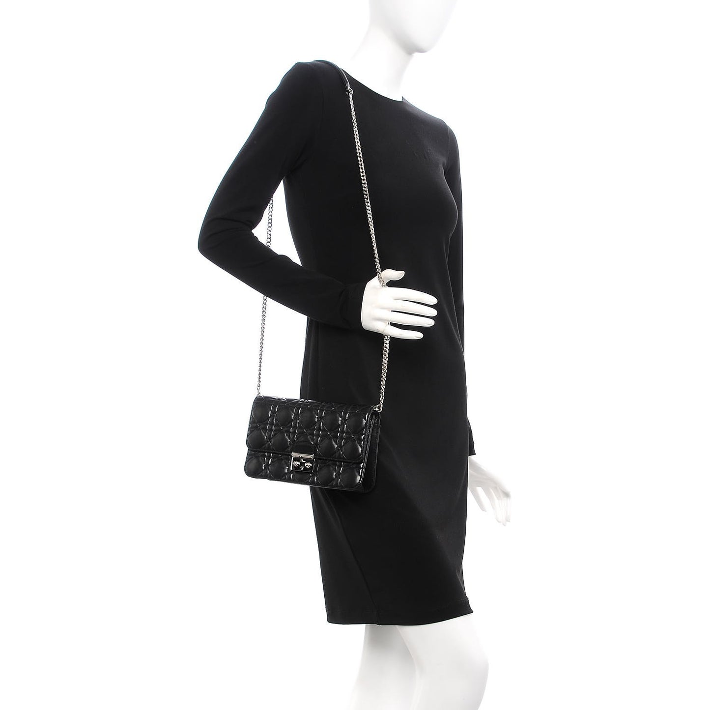 Lambskin Cannage Miss Dior Promenade Pouch Black