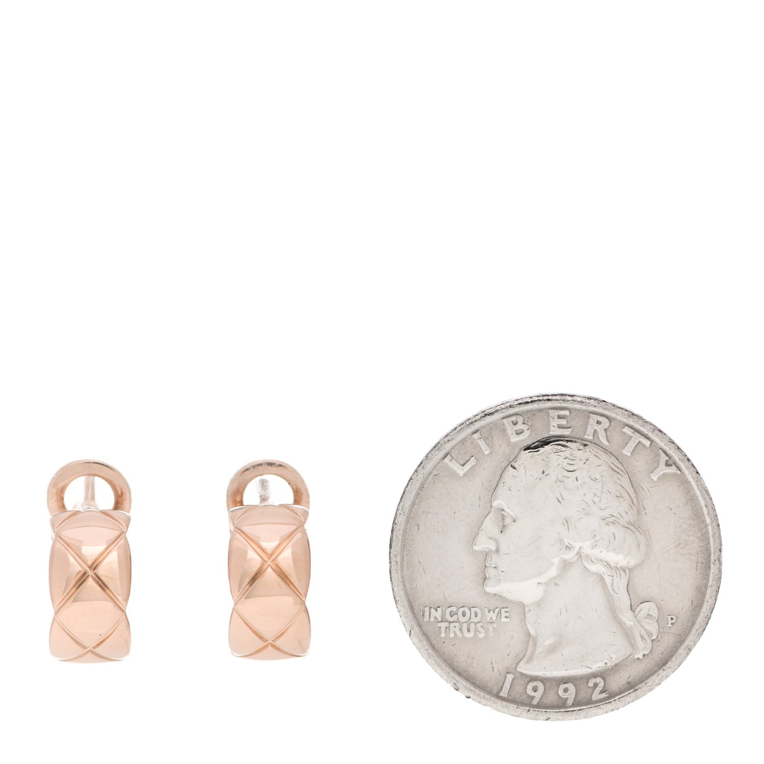 Chanel 18K Beige Gold Coco Crush Hoop Earrings 2 of 5