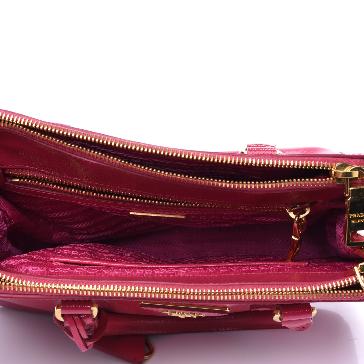 Prada Saffiano Vernice Mini Galleria Double Zip Tote Peonia 5 of 18
