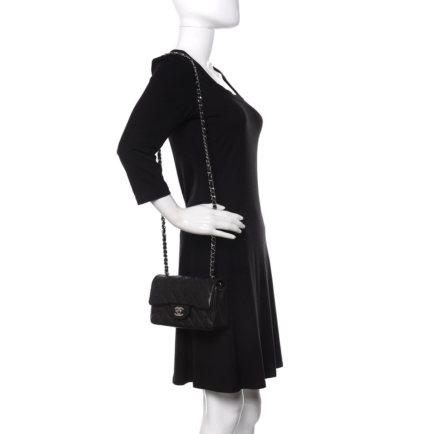 Caviar Quilted Mini Rectangular Flap Black