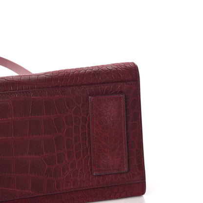 Saint Laurent Crocodile Embossed Suede Small Sac de Jour Dark Red 8 of 8