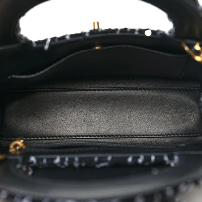 Chanel Tweed Quilted Nano Kelly Shopper Black White 5 of 11