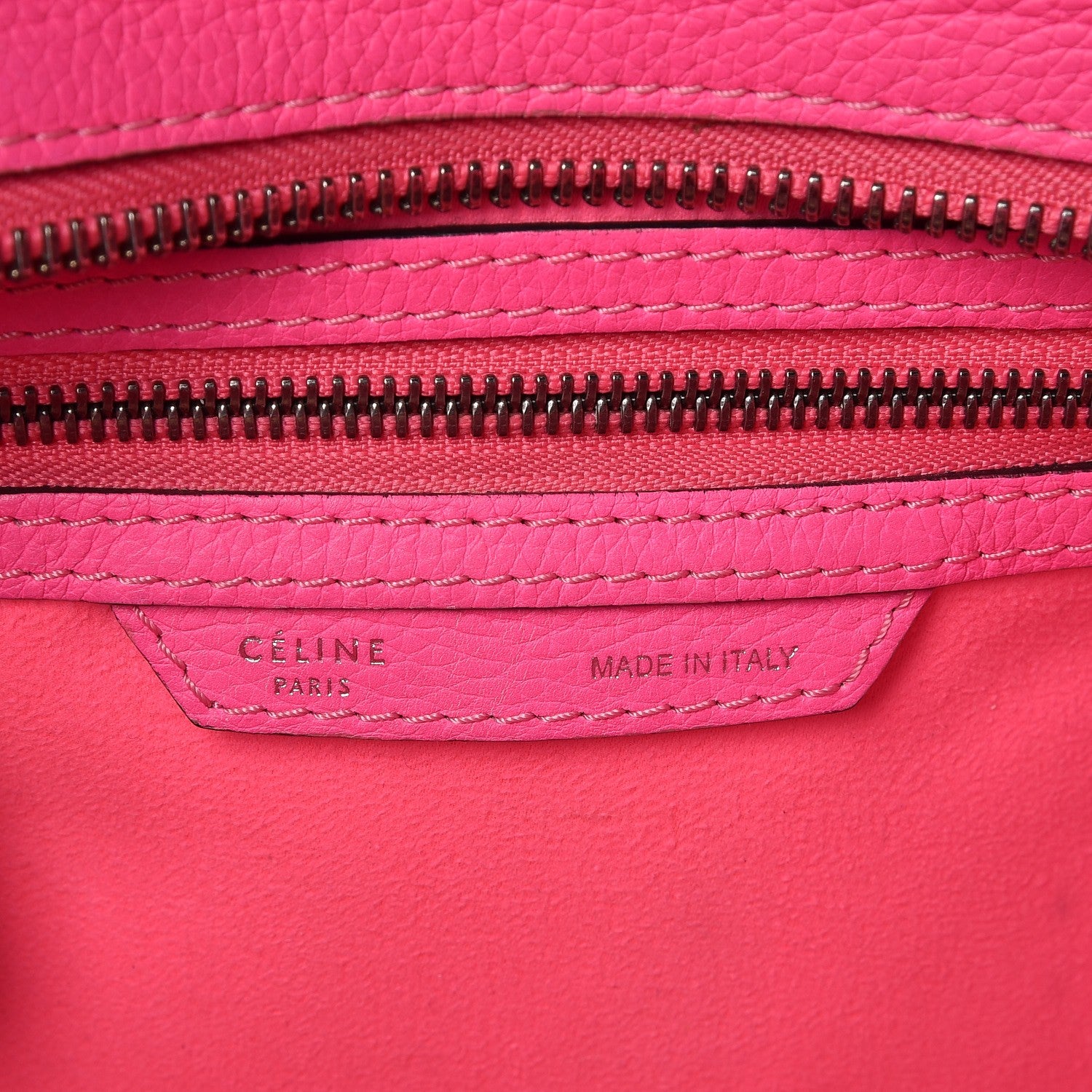 Celine Drummed Calfskin Micro Luggage Fluo Pink 6 of 14