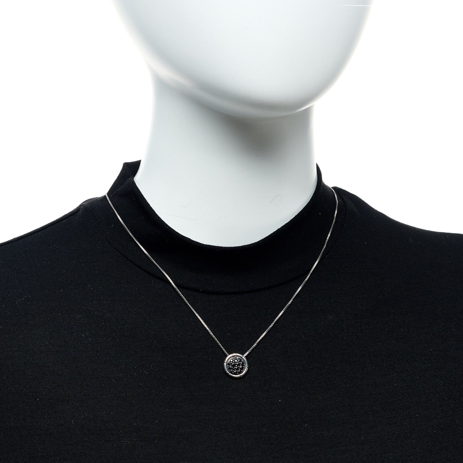 John Hardy Sterling Silver Black Sapphire Small Bamboo Round Pendant Necklace 2 of 5