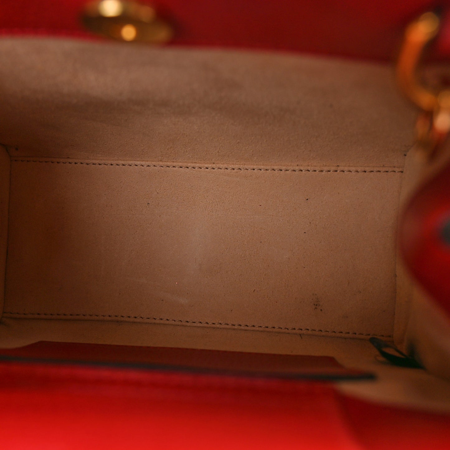 Textured Dollar Calfskin Web Mini Diana Tote Bag Red