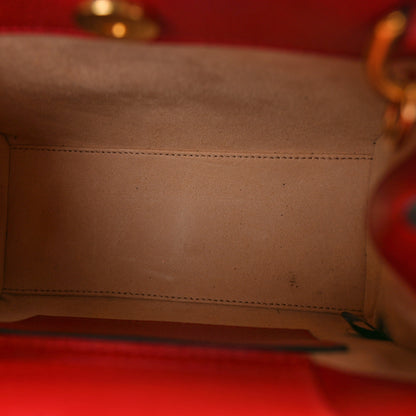 Gucci Textured Dollar Calfskin Web Mini Diana Tote Bag Red 5 of 11