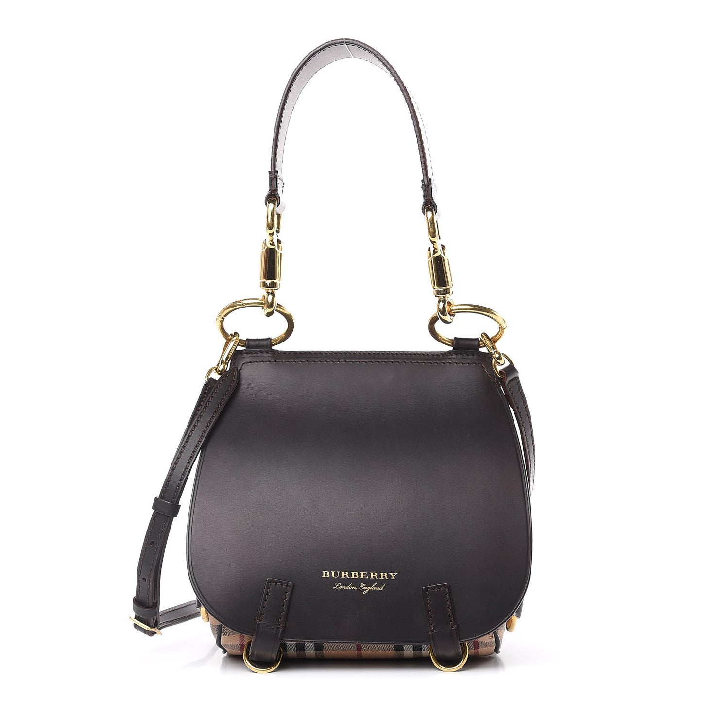 Haymarket Check Large Bridle Saddle Bag Dark Clove Brown