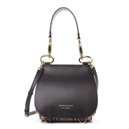 Burberry Haymarket Check Large Bridle Saddle Bag Dark Clove Brown 1 of 14