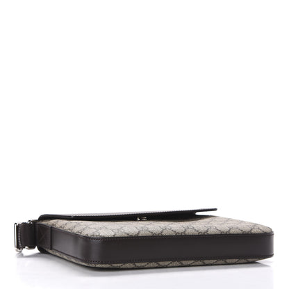 Gucci GG Supreme Monogram Selleria Calfskin Satchel Messenger Bag Beige Ebony Cocoa Marrone Scuro 3 of 9