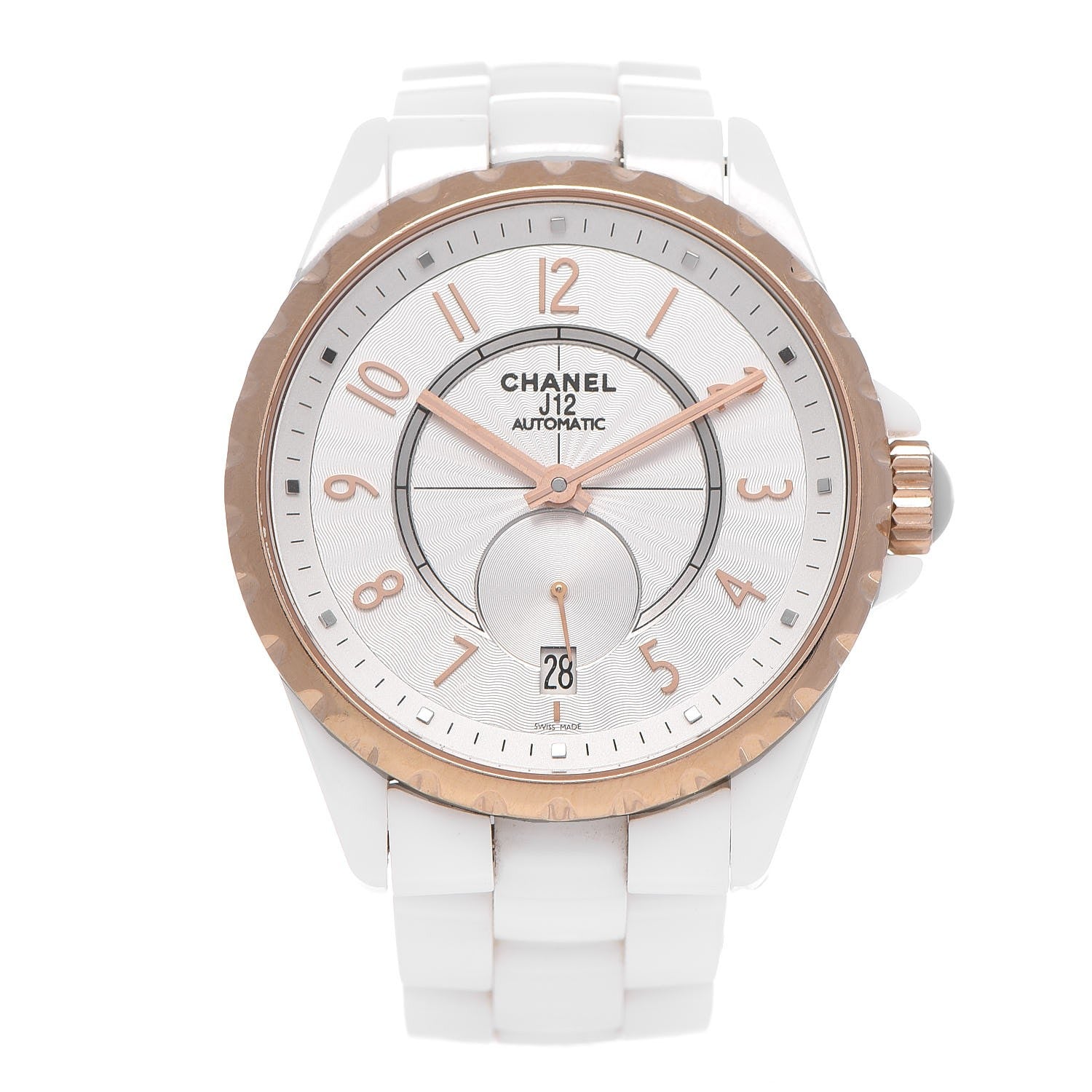 Chanel Stainless Steel 18K Beige Gold Ceramic 36.5mm J12 Automatic Watch White 1 of 8