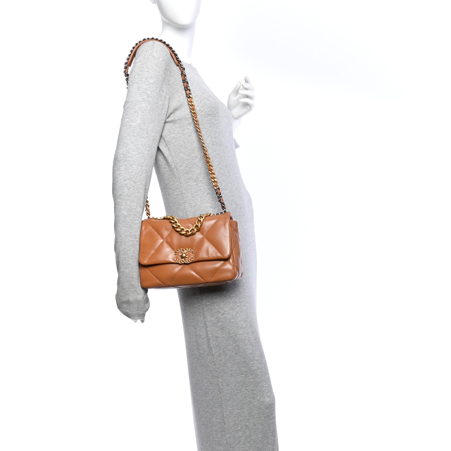 Chanel Lambskin Quilted Medium Chanel 19 Flap Brown 2 of 12