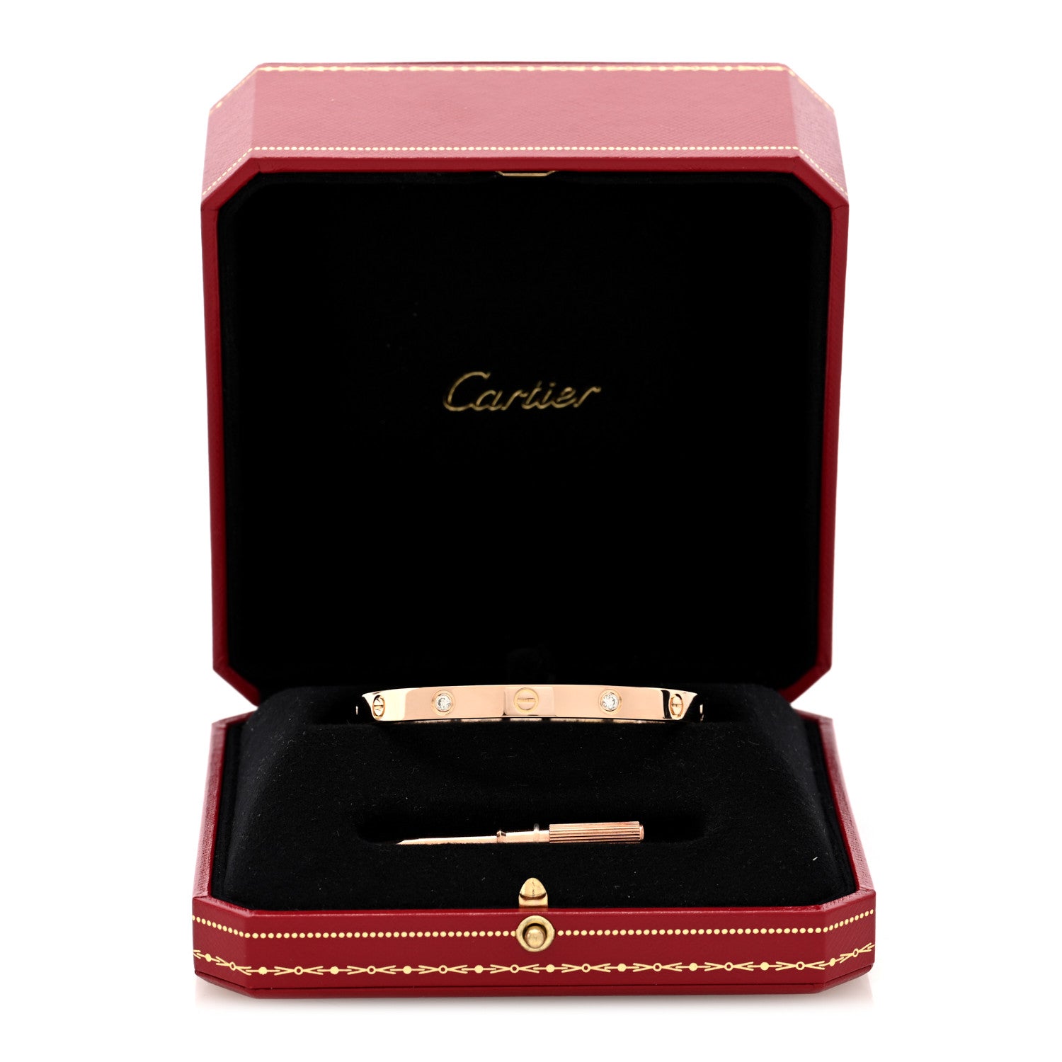 Cartier 18K Pink Gold 4 Diamond LOVE Bracelet 18 8 of 8