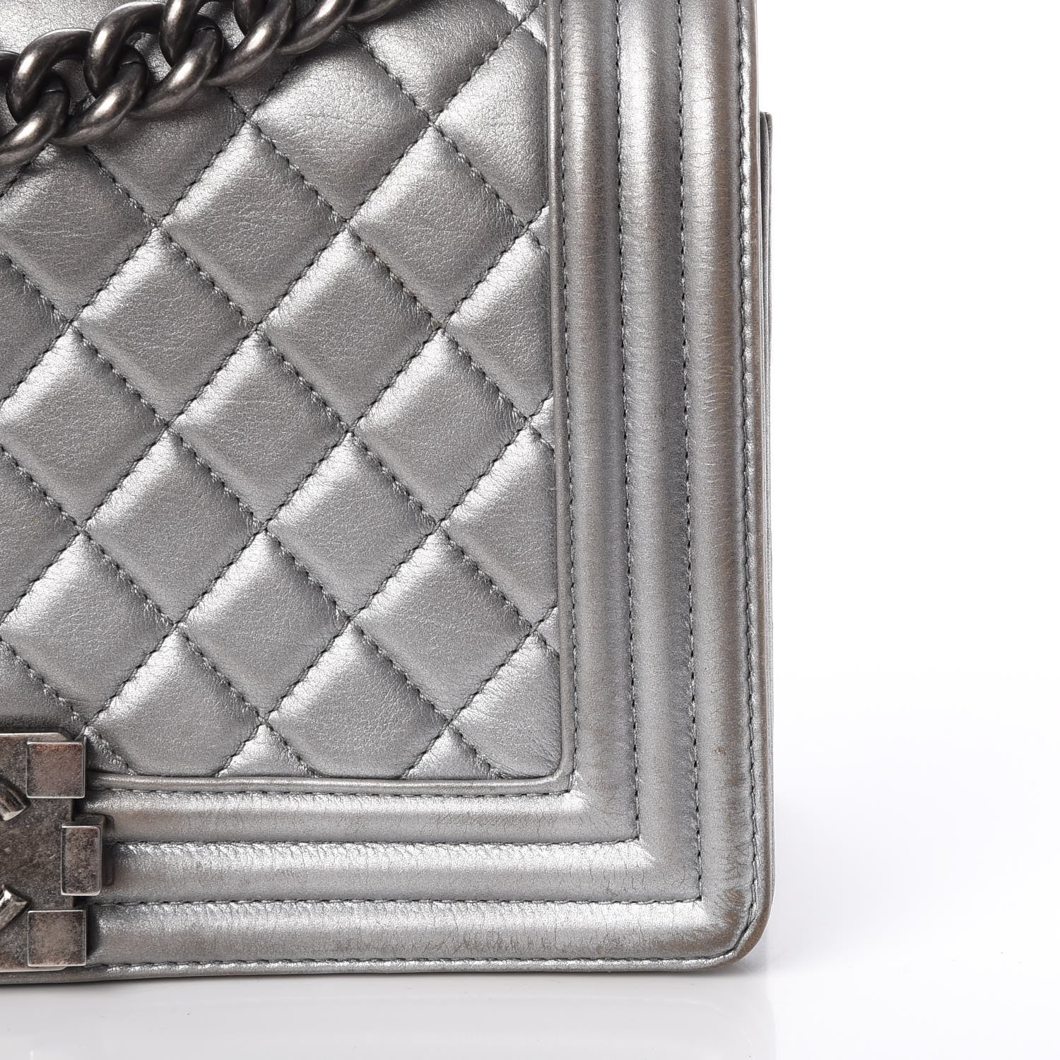 Chanel Metallic Calfskin Quilted Medium Boy Flap Silver 9 of 24
