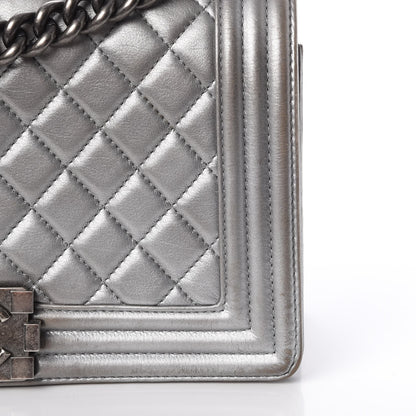 Chanel Metallic Calfskin Quilted Medium Boy Flap Silver 9 of 24