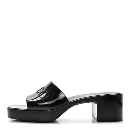 Gucci Rubber Gucci Logo Womens Platform 20/60mm Slide Sandals 41 Black 1 of 13