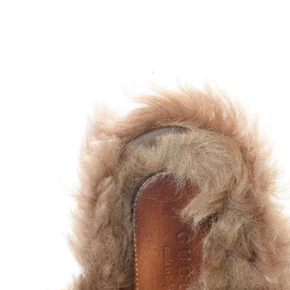 Gucci Betis Glamour Calfskin Fur Womens Princetown Slippers 40.5 Hibiscus Red Naturale 10 of 20
