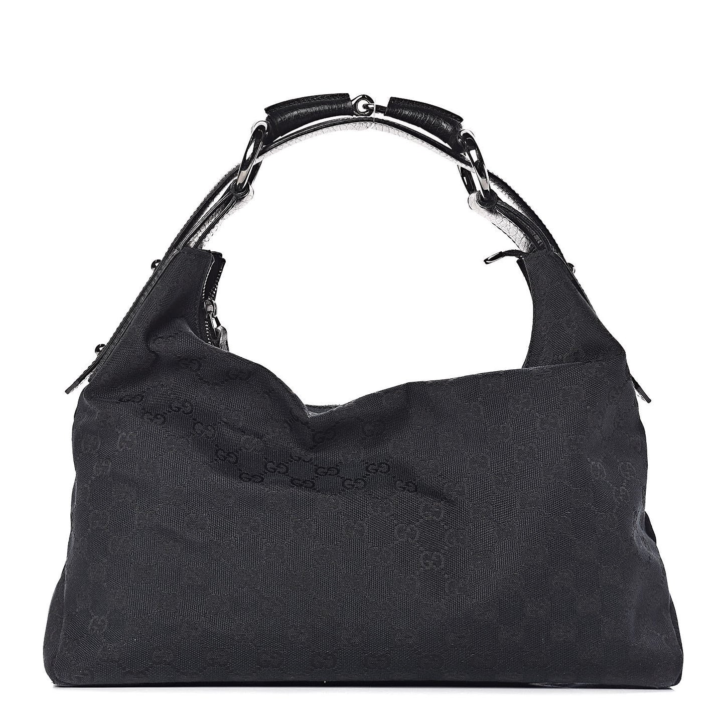 Monogram Medium Horsebit Chain Hobo Black