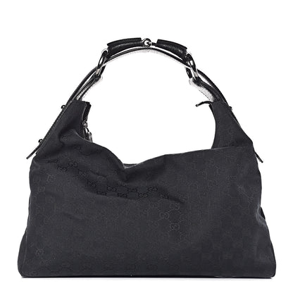 Gucci Monogram Medium Horsebit Chain Hobo Black 1 of 12