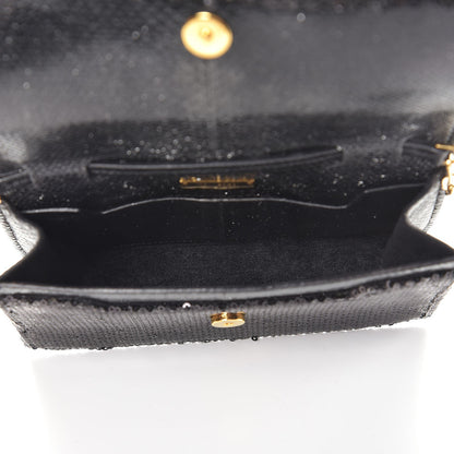 Tom Ford Sequin Snakeskin Sedgwick Zip Clutch Bag Black 8 of 8