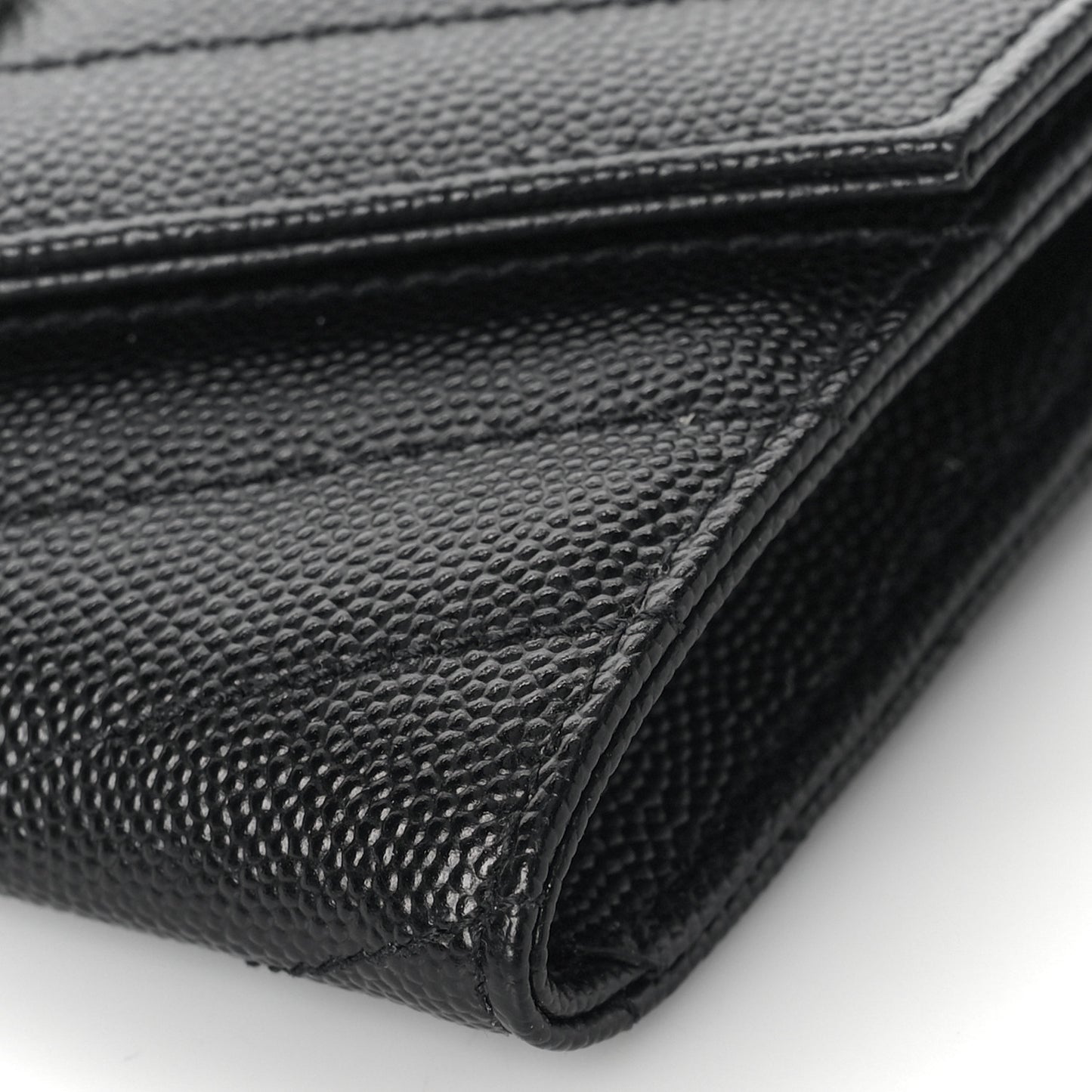 Grain De Poudre Matelasse Chevron Small Monogram Envelope Wallet Black