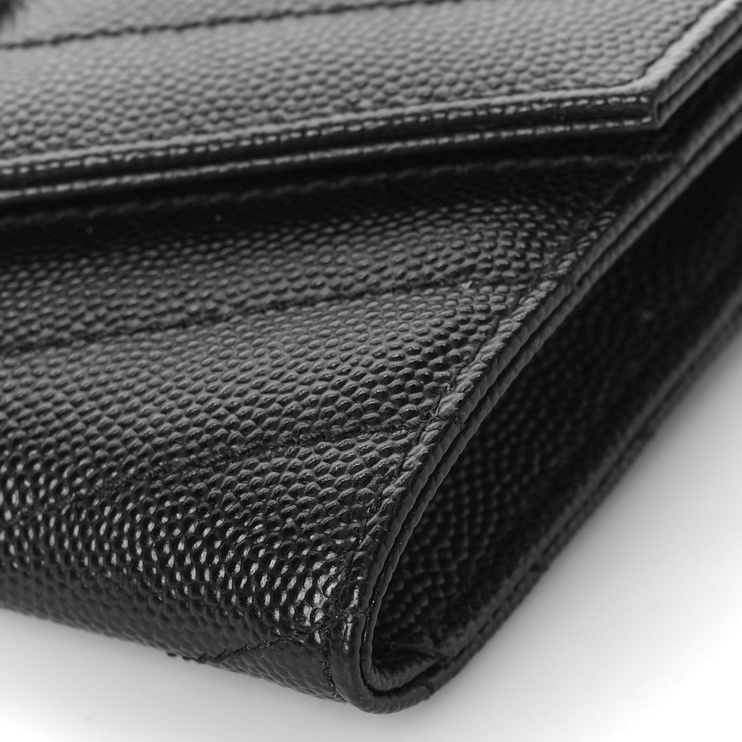 Saint Laurent Grain De Poudre Matelasse Chevron Small Monogram Envelope Wallet Black 8 of 8