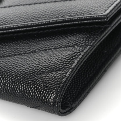 Saint Laurent Grain De Poudre Matelasse Chevron Small Monogram Envelope Wallet Black 8 of 8