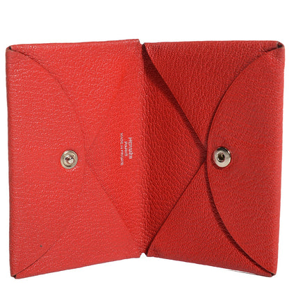 Hermes Chevre Mysore Calvi Card Case Rouge Garance 14 of 16