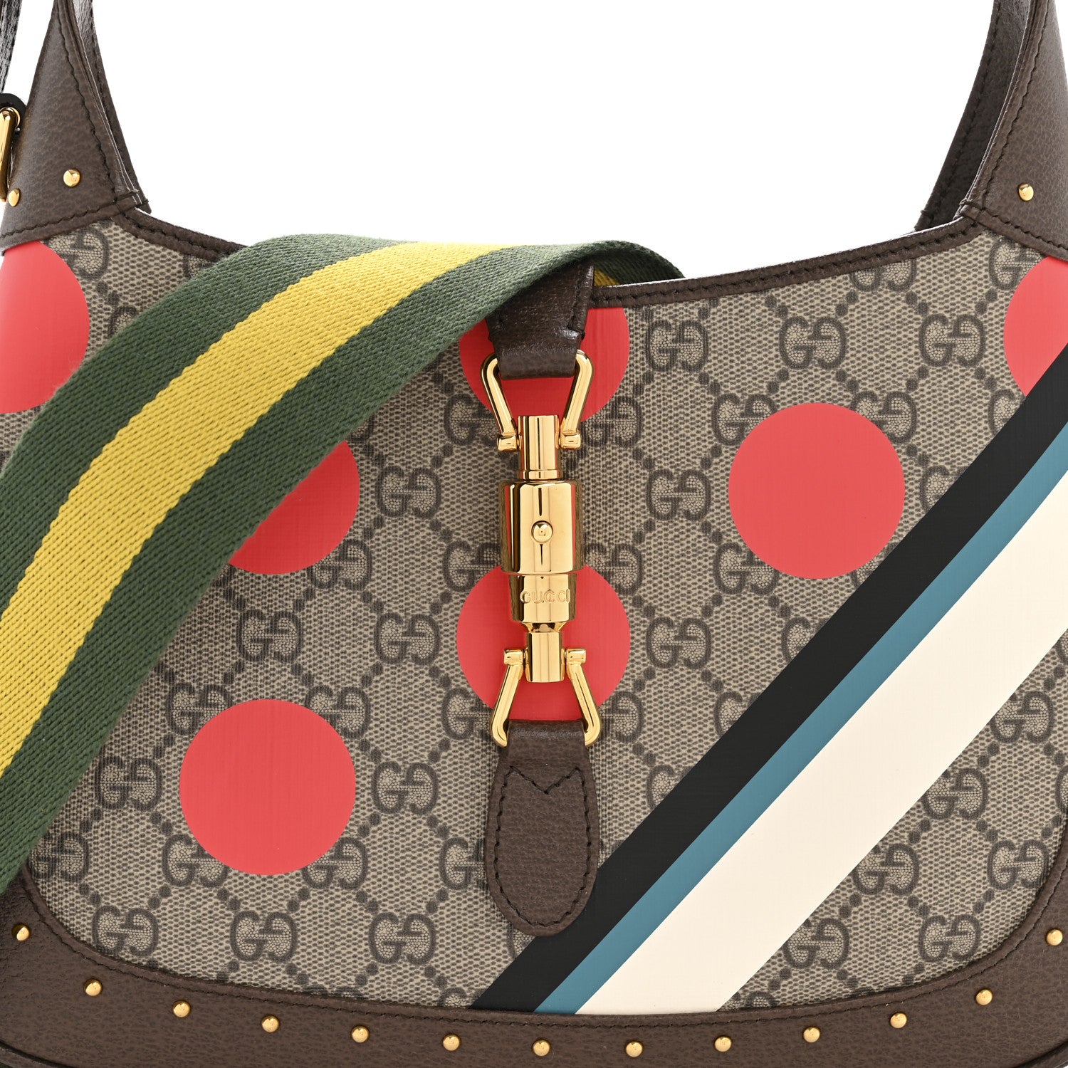 Gucci GG Supreme Monogram Web Geometric Small Jackie 1961 Beige Multicolor Brown Sugar 8 of 12