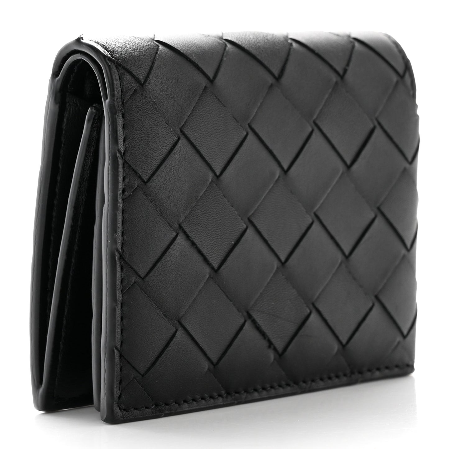 Nappa Maxi Intrecciato Tri-Fold Wallet Black