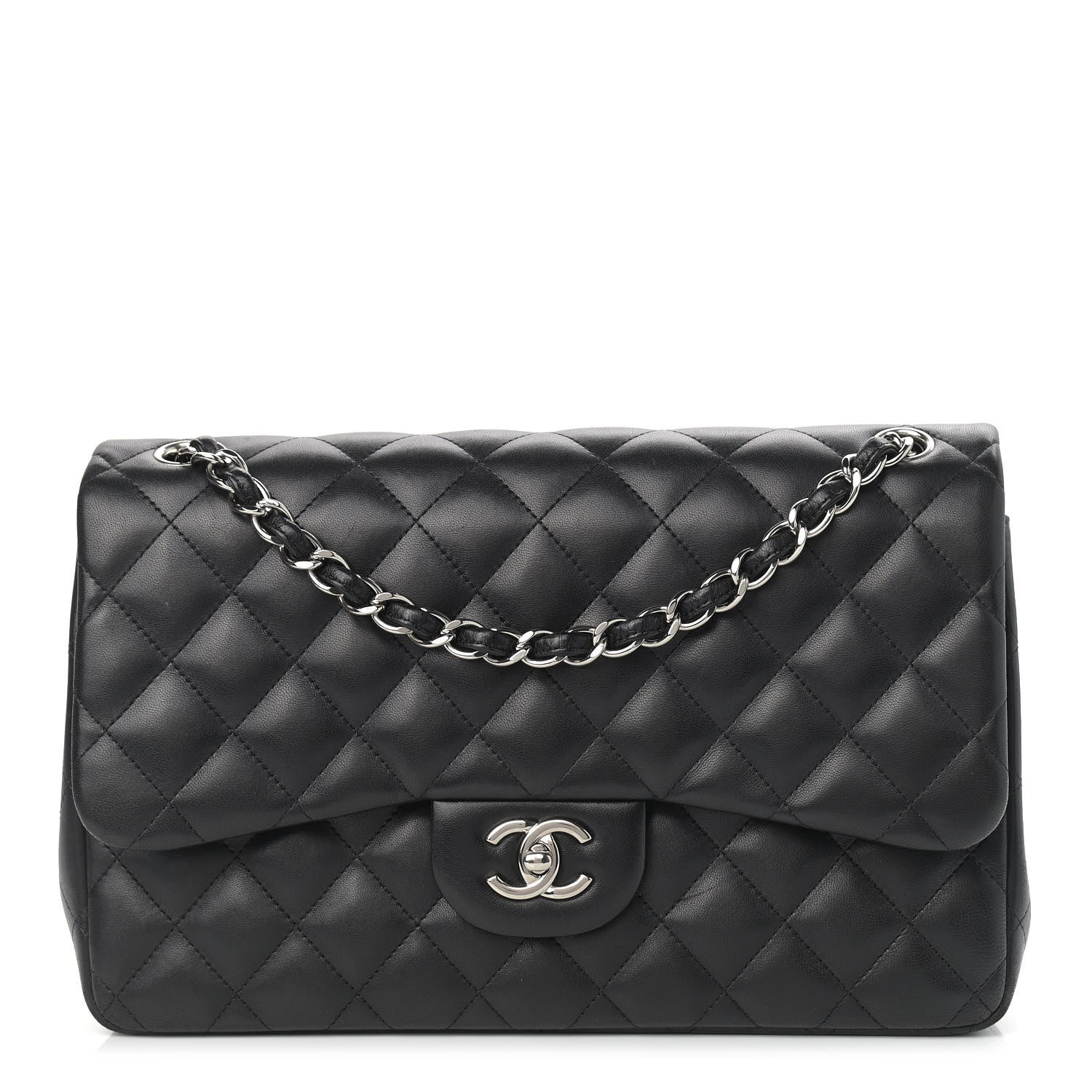 Chanel Lambskin Quilted Jumbo Double Flap Black 1 of 13