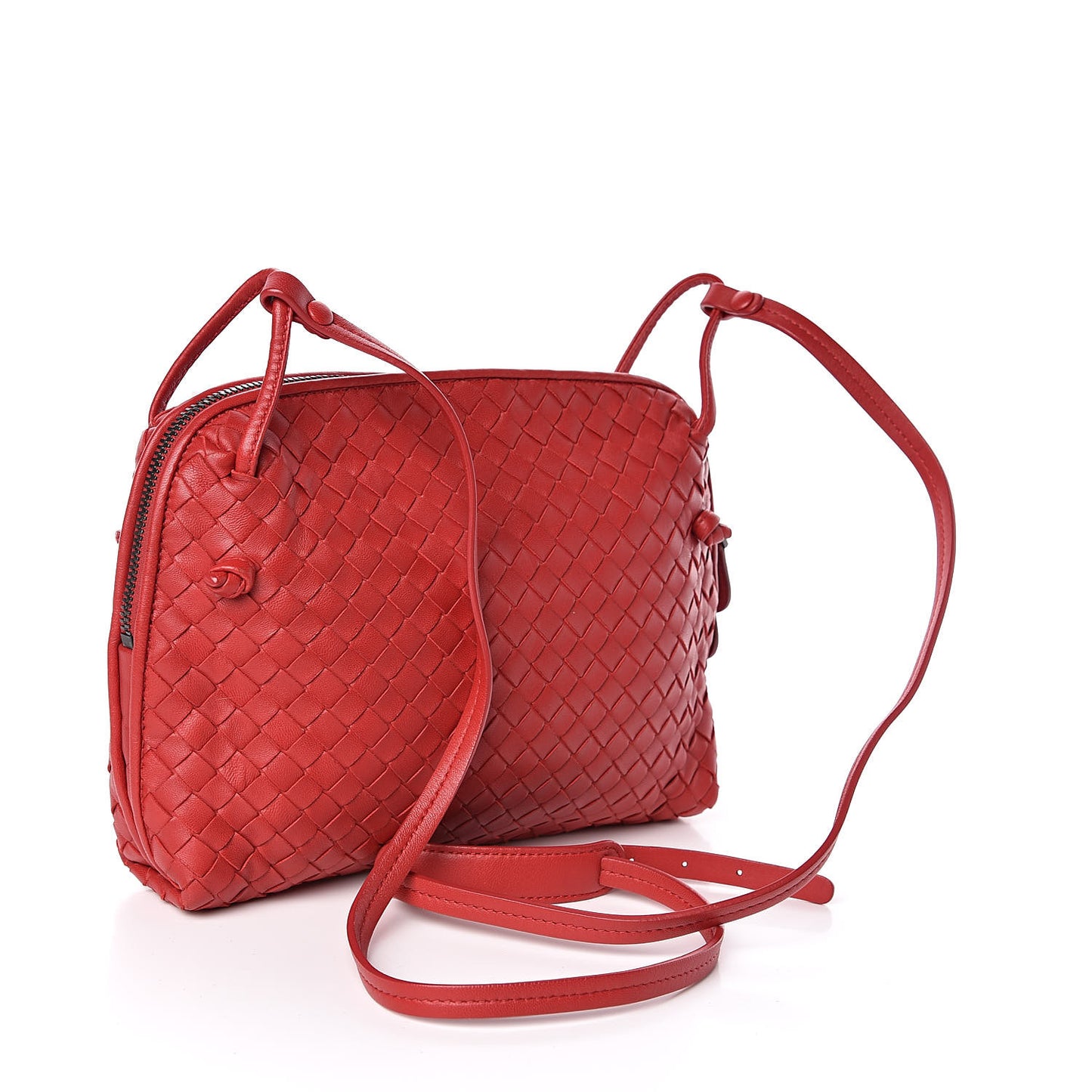 Nappa Intrecciato Nodini Crossbody Messenger Red