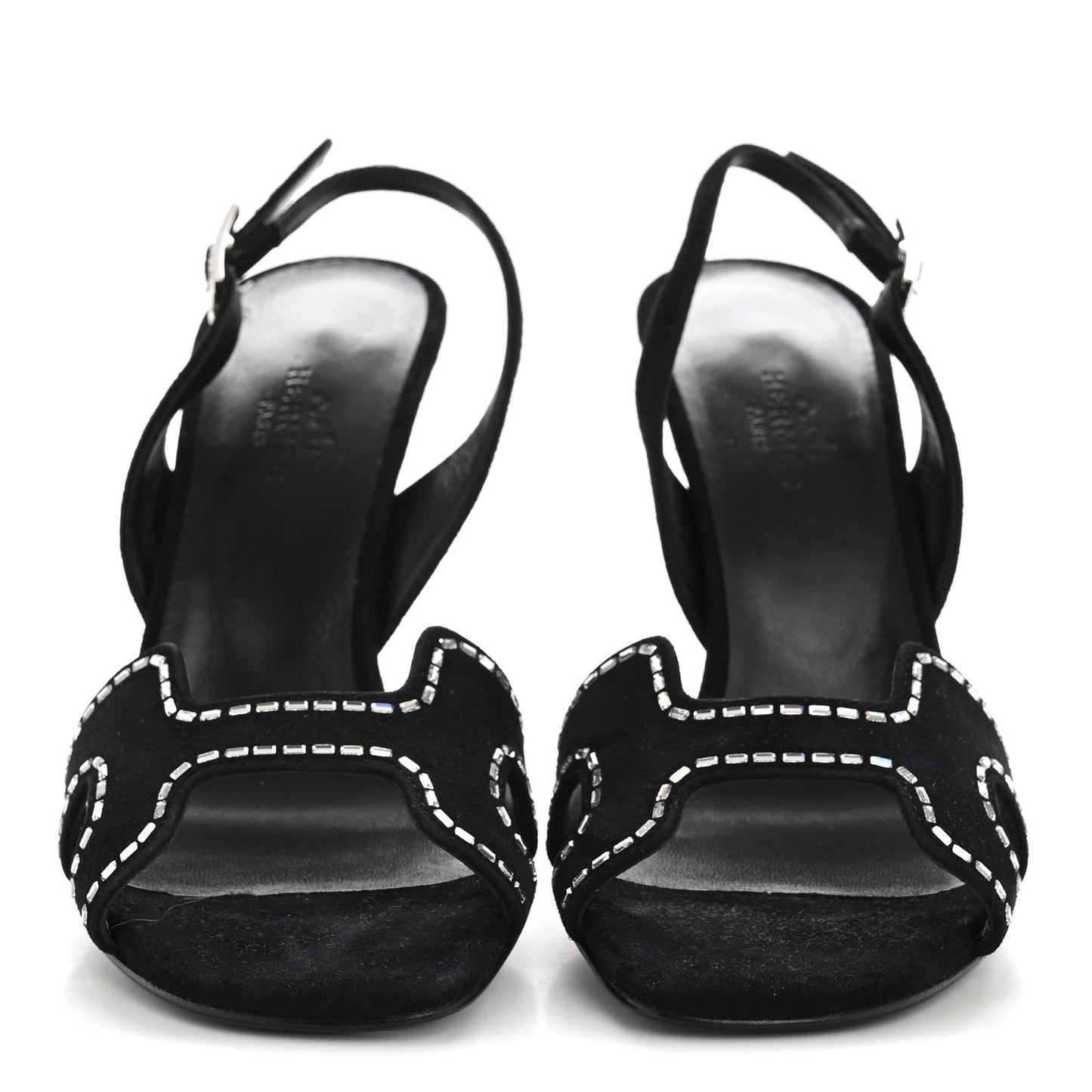 Suede Goatskin Crystal Heden 80 Sandals 36 Black