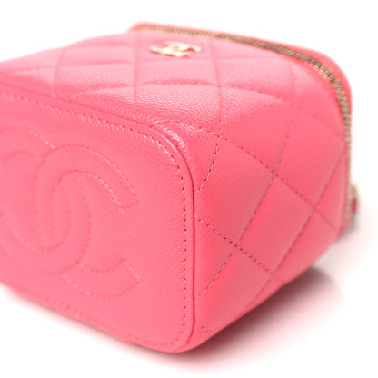 Chanel Caviar Quilted Mini Vanity Case With Chain Pink 10 of 10