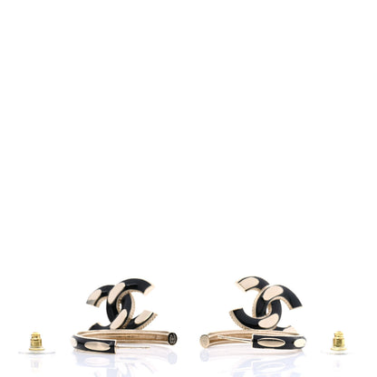 Chanel Enamel CC Drop Earrings Black Gold 4 of 4