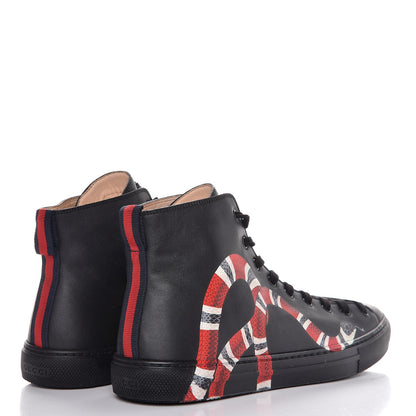 Gucci Calfskin Kingsnake Mens High Top Sneakers 10.5 Black 4 of 7