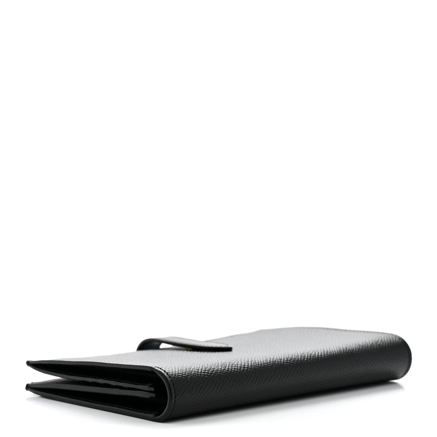 Grained Calfskin Large Multifunction Strap Wallet Black