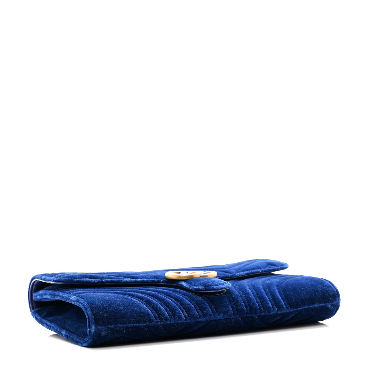 Velvet Matelasse GG Marmont Clutch Cobalt Blue
